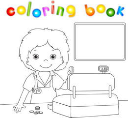 boy with a plastic card at the checkout