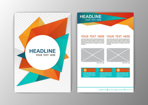 Abstract Orange and Blue Triangle design Brochure Flyer template