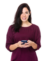 Caucasian woman use of mobile phone