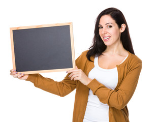 Woman hold with chalkboard