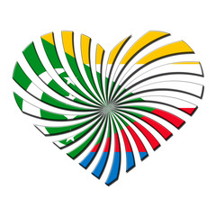 Comoros 3D heart shaped flag