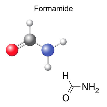 Chemical formula and model of formamide molecule