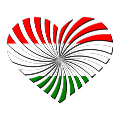 Hungary 3D heart shaped flag