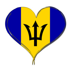 Barbados 3D heart shaped flag