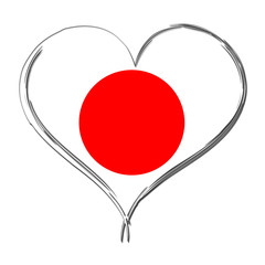 Japan 3D heart shaped flag