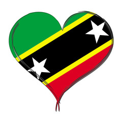Saint Kitts and Nevis 3D heart shaped flag