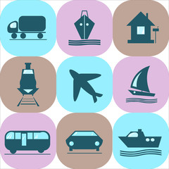 Transport, travel and tourism,vector icons,flat style