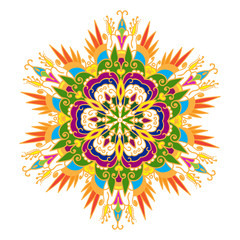 Hand-drawn colored mandala zentangl. Floral element