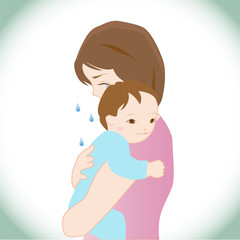 赤ちゃんを抱っこするお母さん 