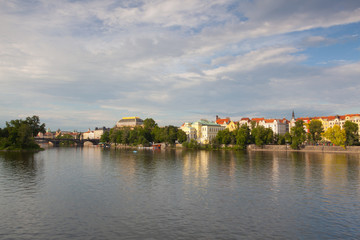 Fototapeta na wymiar View of Prague from the left bank of the Vltava river