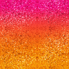 Glitter gradient style background in gold, red, pink and yellow. Abstract digital art textured backdrop.