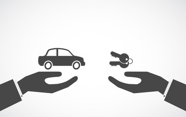 hand w car and keys icon