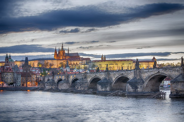 Old Town of Prague (Czech Republic) in the sunset