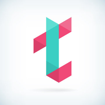 Modern letter T icon flat design element template
