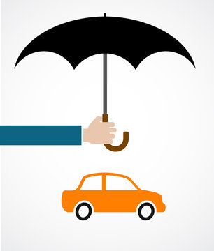 Car Under Umbrella Concept