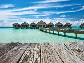 Beautiful beach with water bungalows