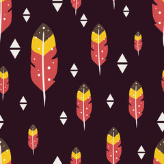 Seamless vector pattern with feathers