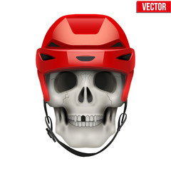 Vector Human skull with ice hockey helmet.