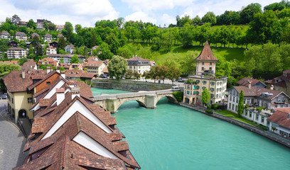Fototapeta premium view of historical old town city and river