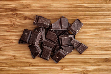 Heap of broken dark chocolate