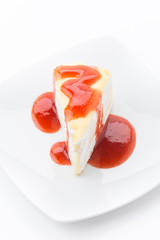vanilla crape cake with strawberry jam