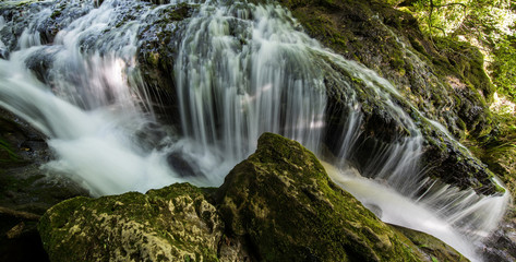 Obraz na płótnie Canvas Waterfall. Waterfall in the Mountains, Slow Shutter Speeds.