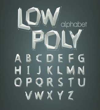 low poly alphabet font. Vector illustration
