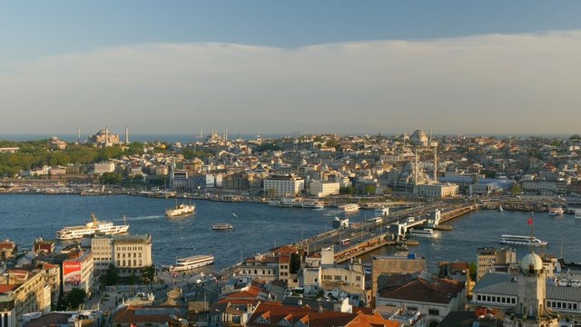 View to Golden Horn from Galata tower. Istanbul, Turkey