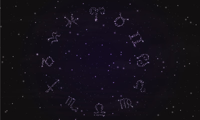 The signs of the zodiac and the starry sky