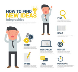 Business Man get ideas infographics, cartoon vector illustration
