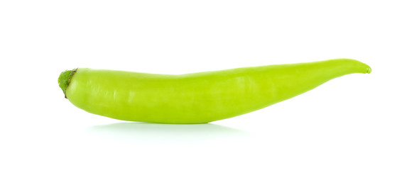 Green hot chili pepper isolated on the white background