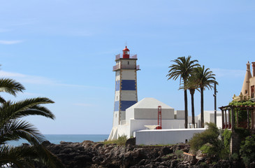 Fototapeta na wymiar Lighthouse and Beautiful Sea, Cascais, Lisbon, Portugal