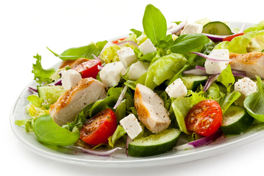 Caesar salad on white background 