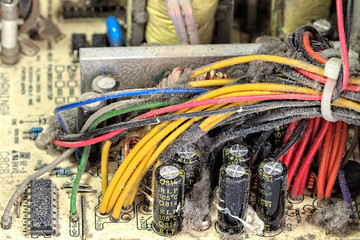 Dusty Electronic circuit board, Closeup