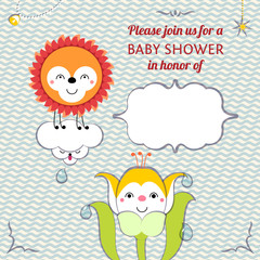 Baby shower invitation card editable template funny cute kawaii