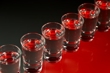 Glasses with an alcoholic drink
