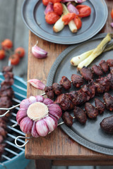 Hearts and livers just taken from the barbecue.