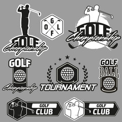 vintage golf labels, badges and emblems