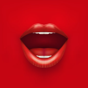 Background Of Womans Mouth With Open Lips.