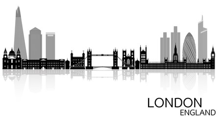 Naklejka premium London city skyline vector illustration - England
