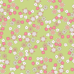 light background romantic floral seamless pattern