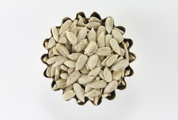 Handful sunflower seeds in figured form