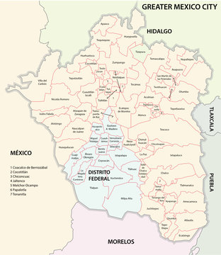 greater mexico city administrative map