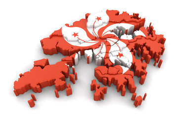 Map of Hong Kong. Image with clipping path.