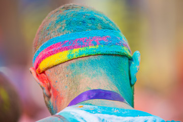 Close-up of color powder marathon