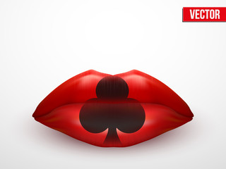 Beautiful luscious lips. Casino symbol. Vector Illustration.