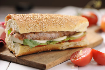 Sandwiche on a wooden table