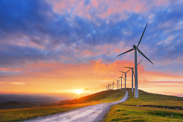 Fototapeta wind turbines in Oiz eolic park obraz