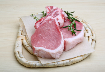 Raw pork steak