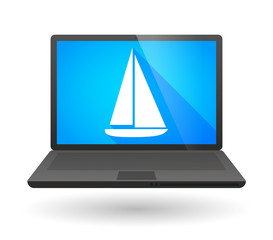 Laptop icon with a ship